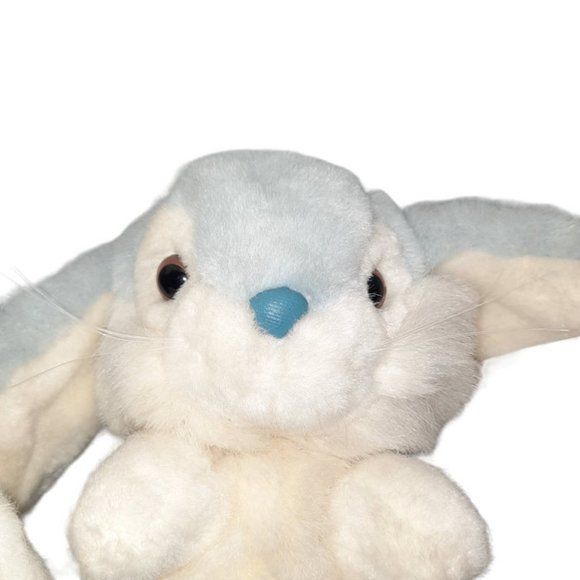 Chosun International Blue & White Bunny Rabbit Pleather Nose Paws Plush 8" - Picture 5 of 10